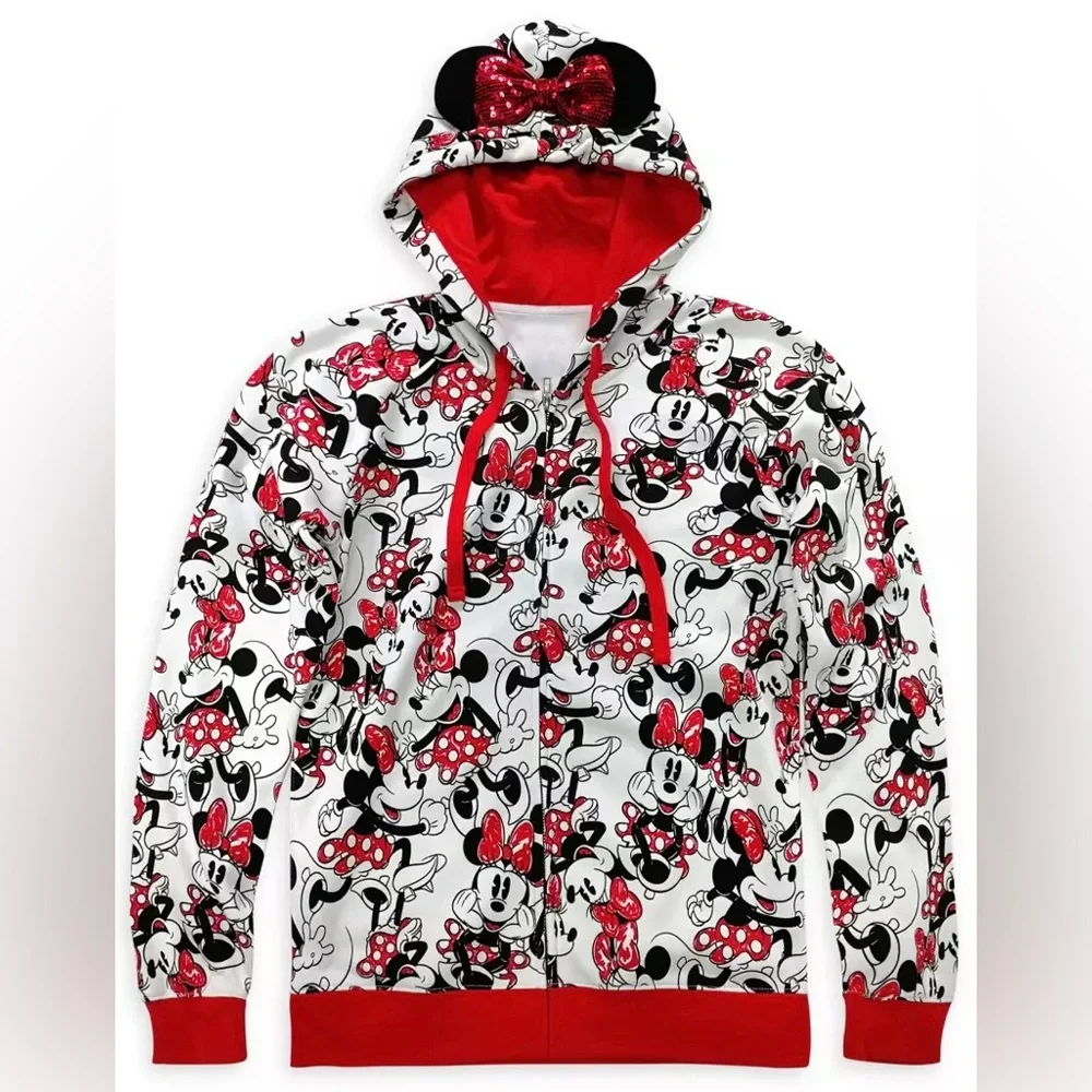 DISNEY MINNIE MOUSE ZIP-UP HOODIE L GUC - Picture 2 of 7